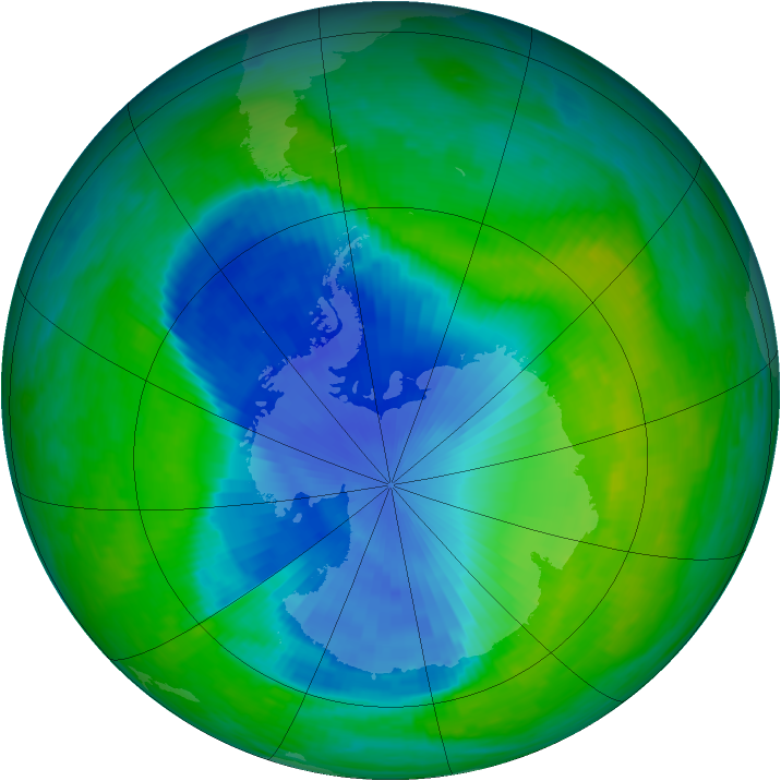 Antarctic ozone map for 29 November 1990